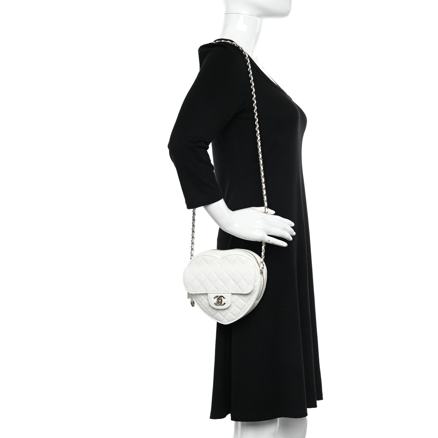 Lambskin Quilted CC In Love Heart Bag White