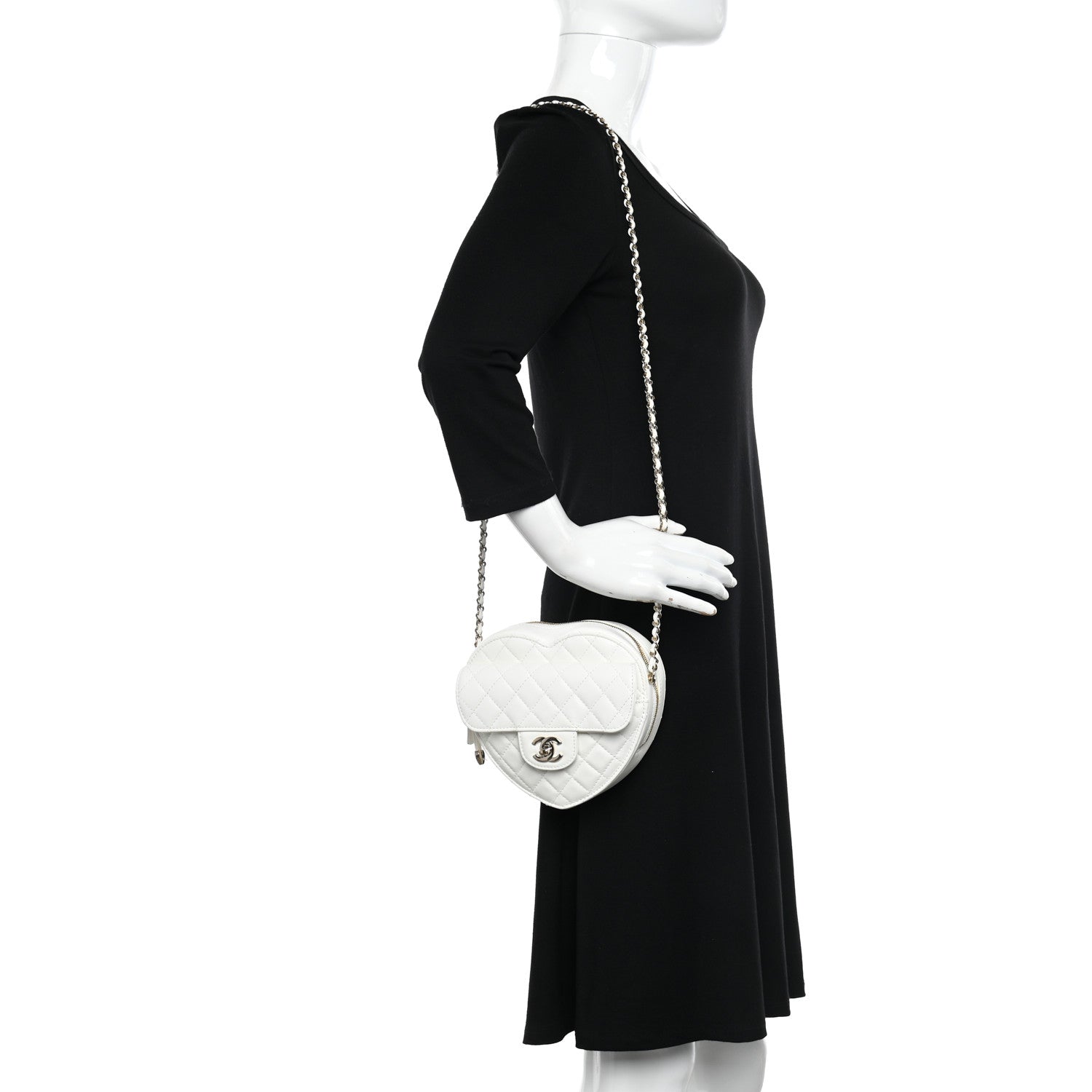 Chanel Lambskin Quilted CC In Love Heart Bag White 2 of 10