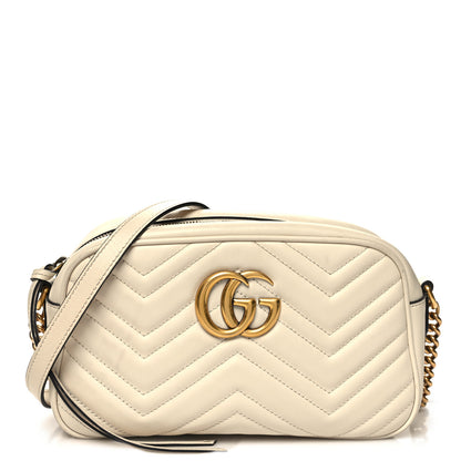 Gucci Calfskin Matelasse Small GG Marmont Chain Shoulder Bag White 1 of 12
