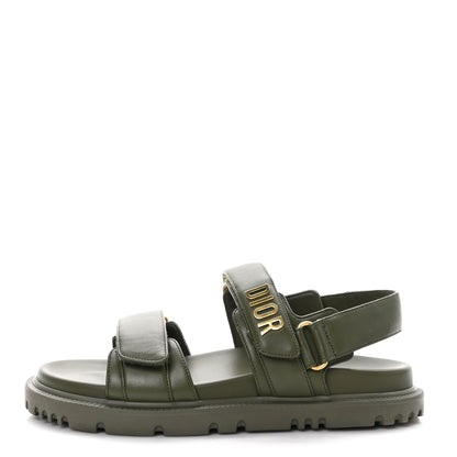 Christian Dior Lambskin Dioract 10mm Sandals 37 Kaki 1 of 9