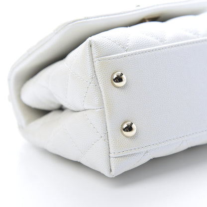 Chanel Iridescent Caviar Quilted Extra Mini Coco Handle Flap White 10 of 11