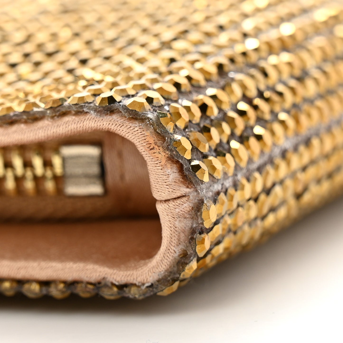 Satin Swarovski Crystal Wristlet Pouch Gold
