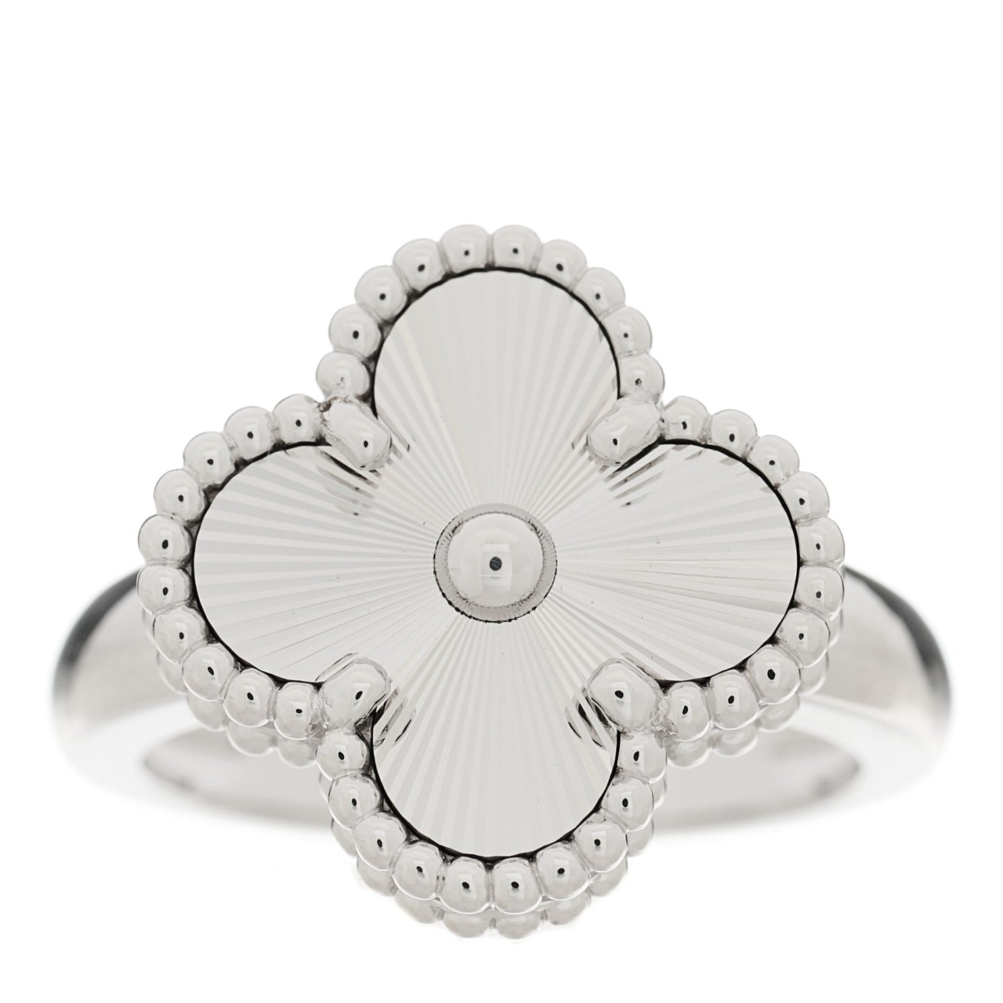 18K White Gold Guilloche Vintage Alhambra Ring 49 5