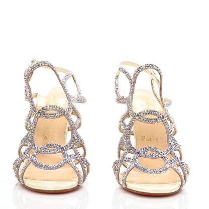 Christian Louboutin Strass Suede Patent Circonvolu 100 Sandals Heels 37 Crystal 2 of 7
