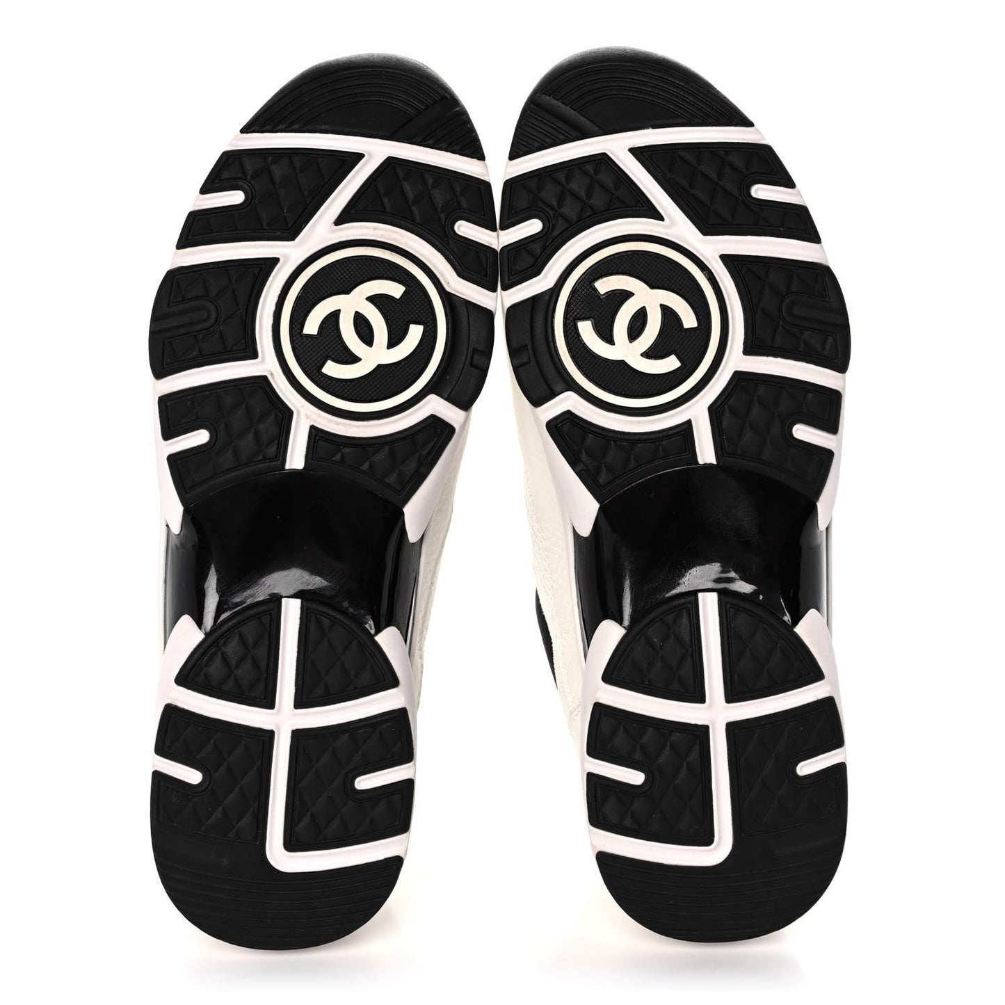 Mesh Suede Calfskin Grained Calfskin Womens CC Sneakers 41 White Black
