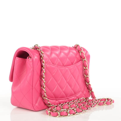 Chanel Lambskin Quilted Mini Rectangular Flap Fuchsia 3 of 9