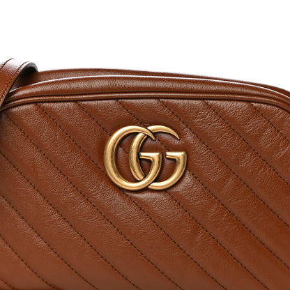 Gucci Glazed Calfskin Matelasse Diagonal Small GG Marmont Chain Shoulder Bag Cuir 8 of 17
