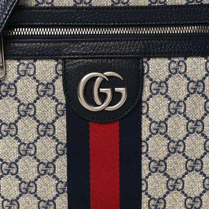 Gucci GG Supreme Monogram Textured Dollar Calfskin Web Small Ophidia Messenger Bag Beige Blue 8 of 12