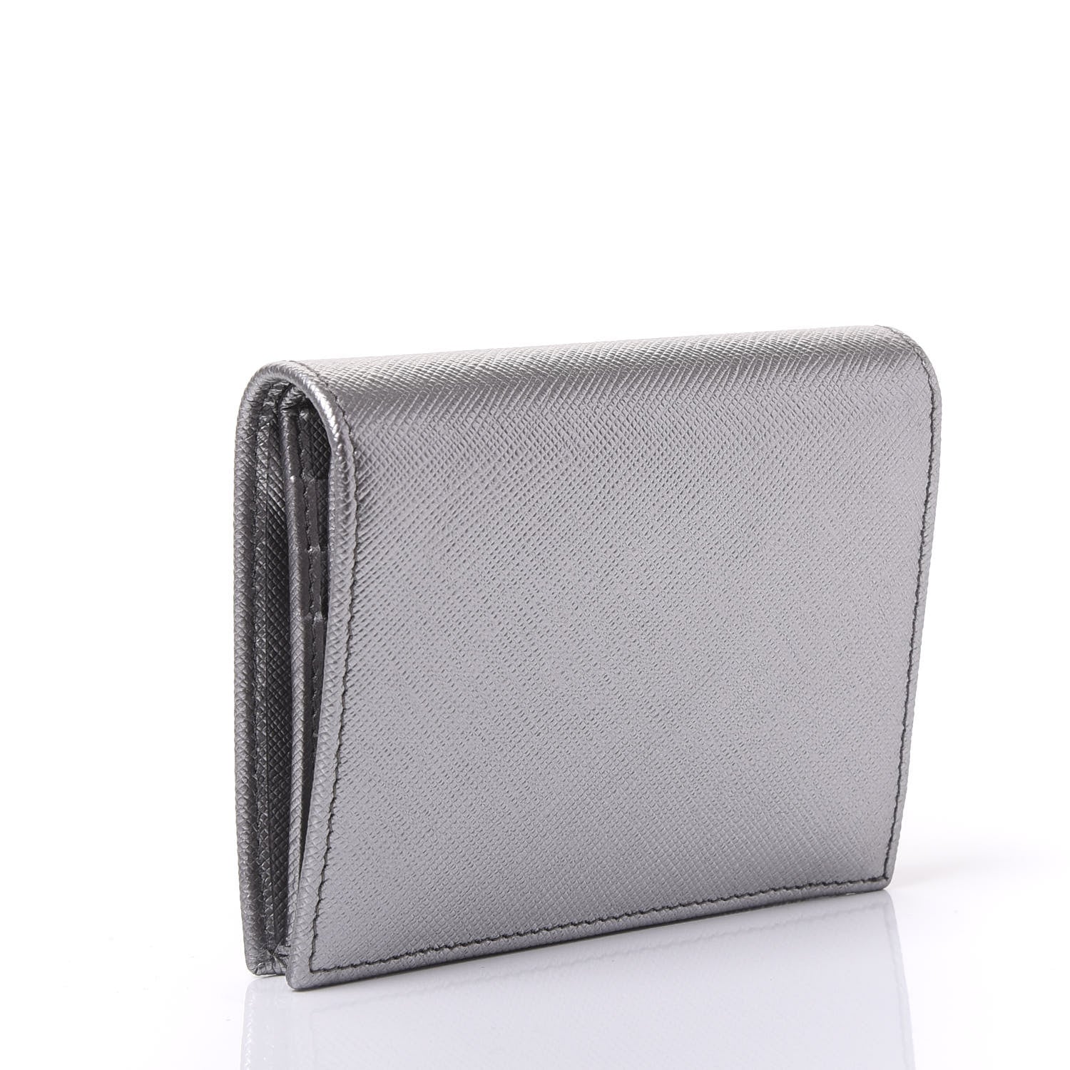 Prada Saffiano Compact Wallet Cromo 2 of 9