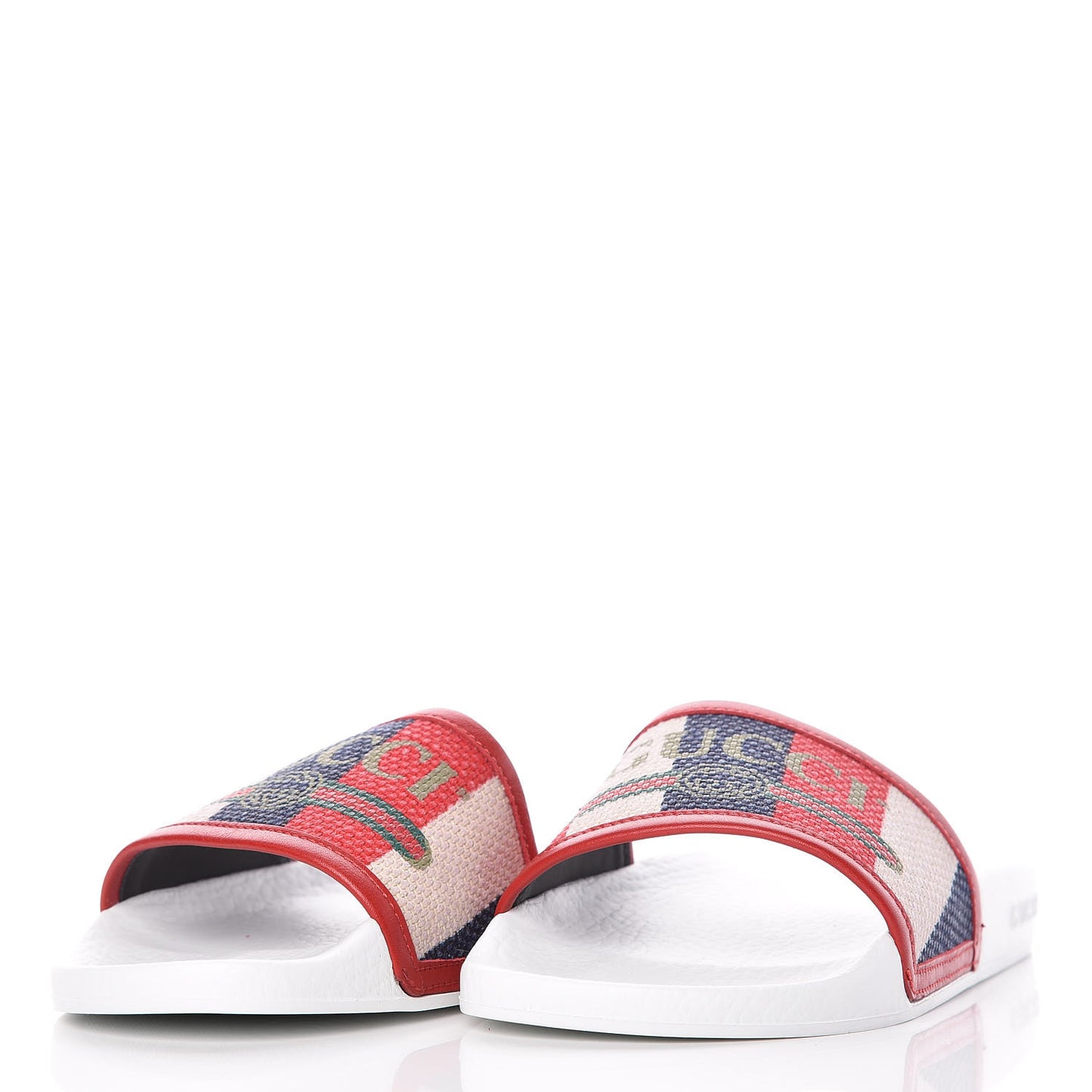 Canvas Sylvie Stripe Logo Pursuit Slide Sandals 35 Mystic White Hibiscus Red Maritime