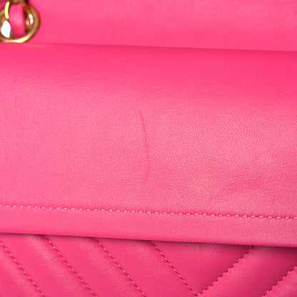 Chanel Lambskin Chevron Quilted Medium Double Flap Pink 16 of 18