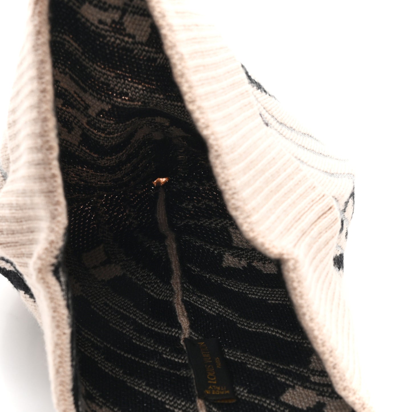 Wool Monogram Beanie Hat Beige