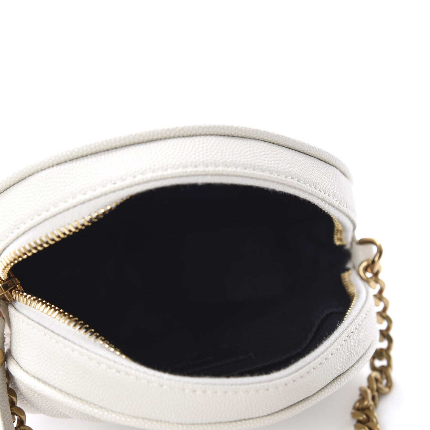 Grain De Poudre Matelasse Chevron Quilted Round Vinyle Camera Bag White
