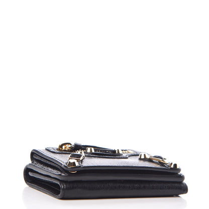 Balenciaga Agneau Arena Classic Gold Hardware Mini Wallet Black 4 of 9