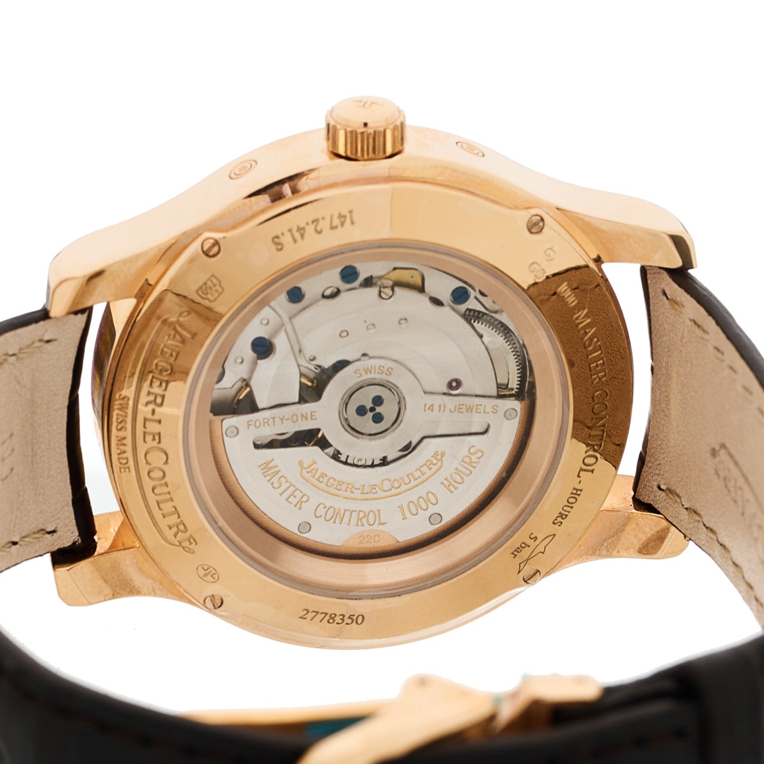 Jaeger-LeCoultre 18K Rose Gold Alligator 37mm Master Calendar Moon Phase Automatic Watch Silver Q151242A 4 of 4