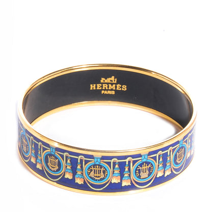 Hermes Enamel Printed Wide Bracelet 70 Bleu 1 of 6