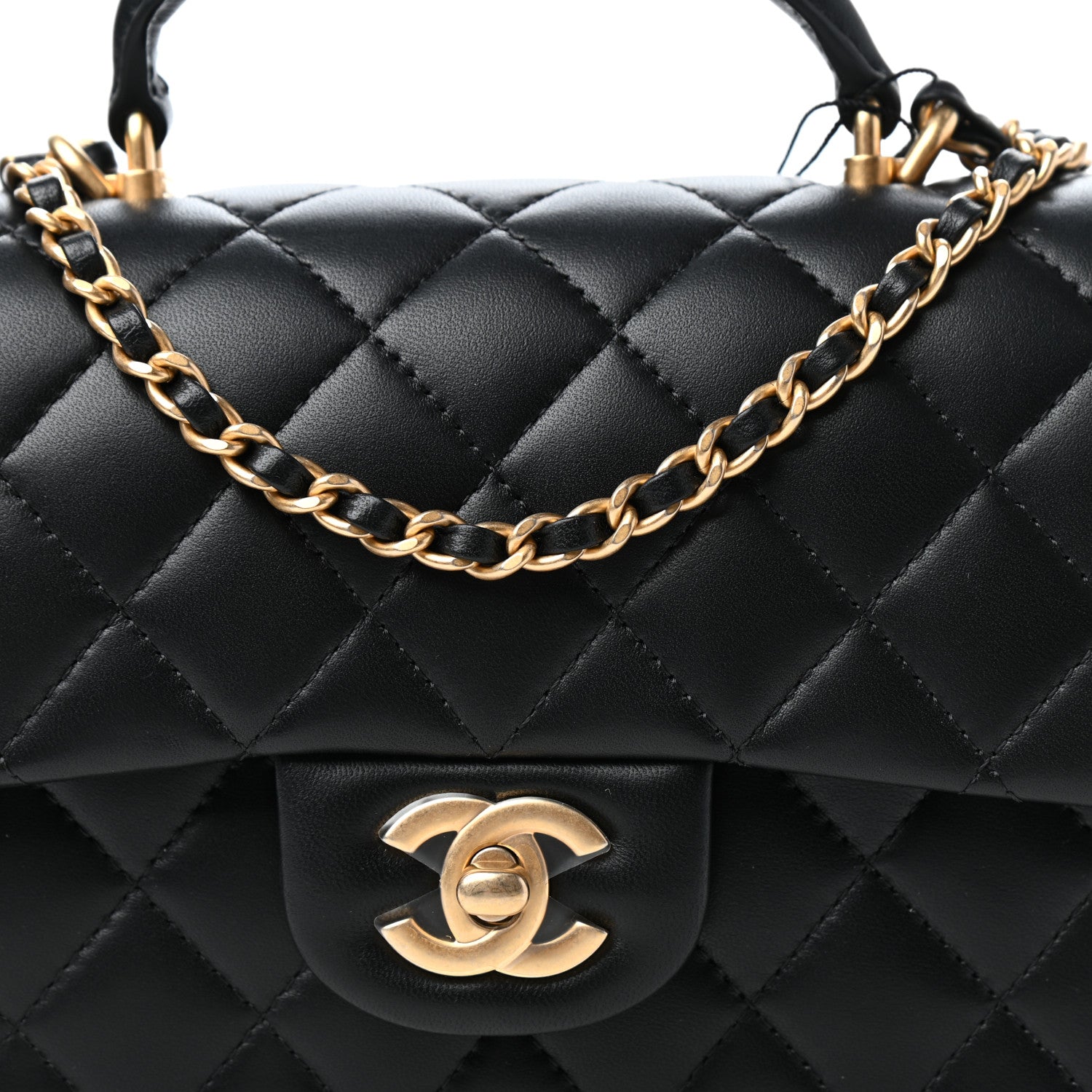 Chanel Lambskin Quilted Mini Top Handle Rectangular Flap Black 10 of 11