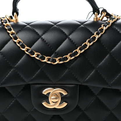 Chanel Lambskin Quilted Mini Top Handle Rectangular Flap Black 10 of 11