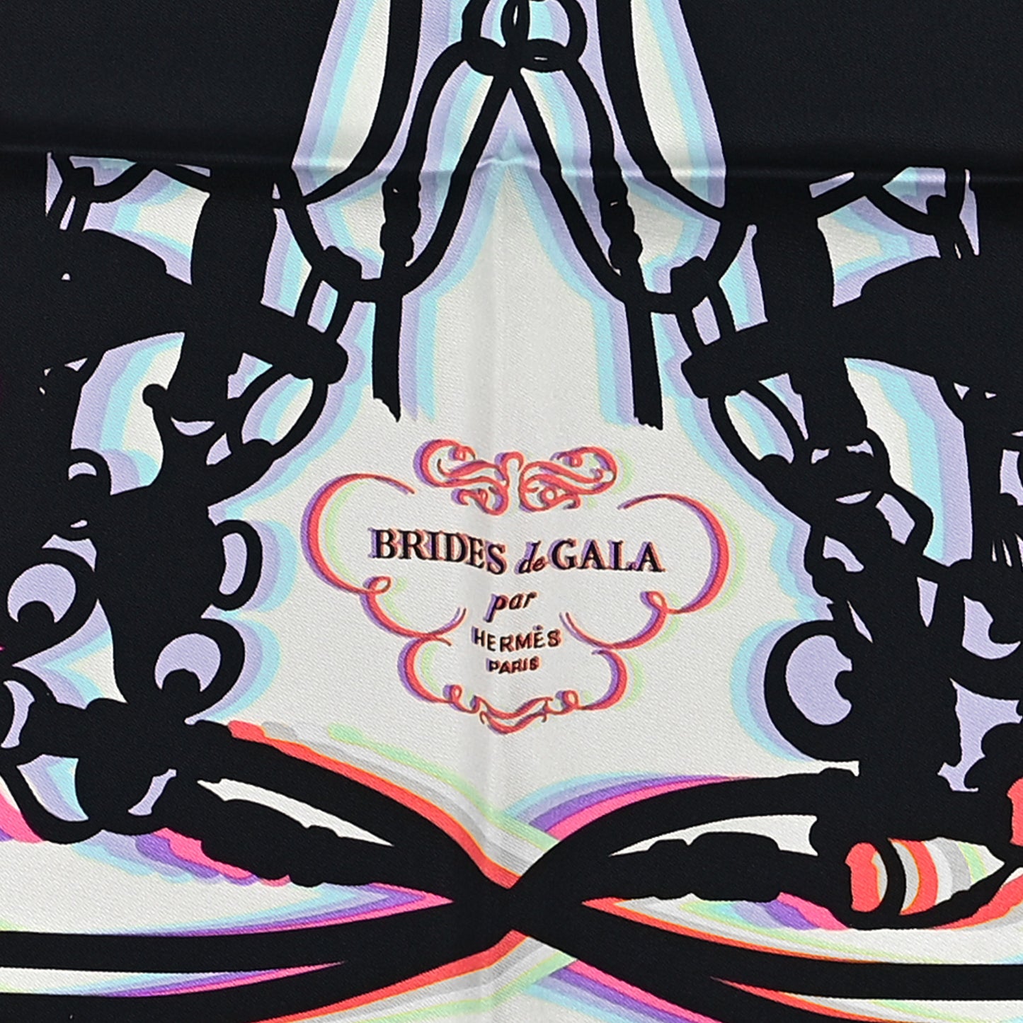 Silk Brides De Gala Shadow Scarf 45 Creme Black Rose Fluo