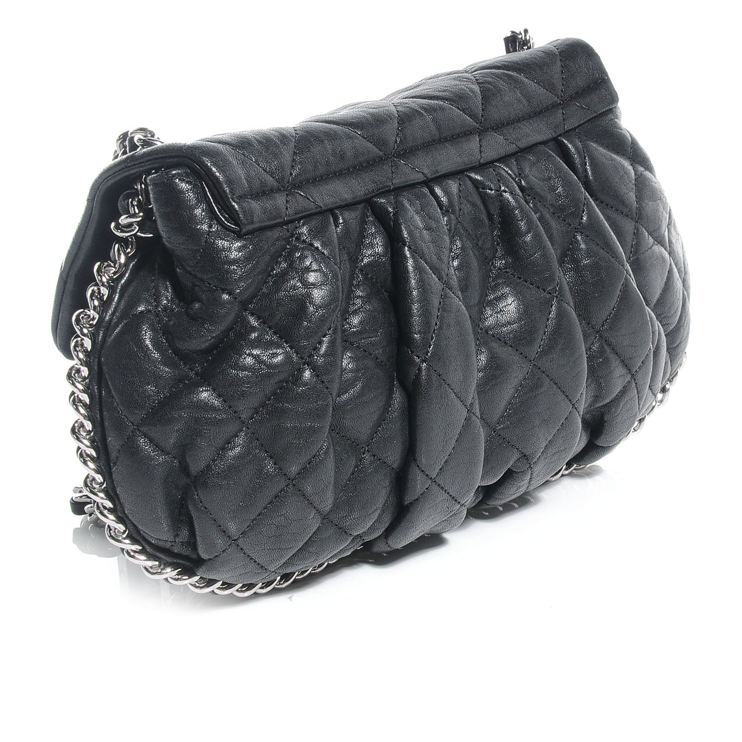 Washed Lambskin Chain Around Medium Messenger Black