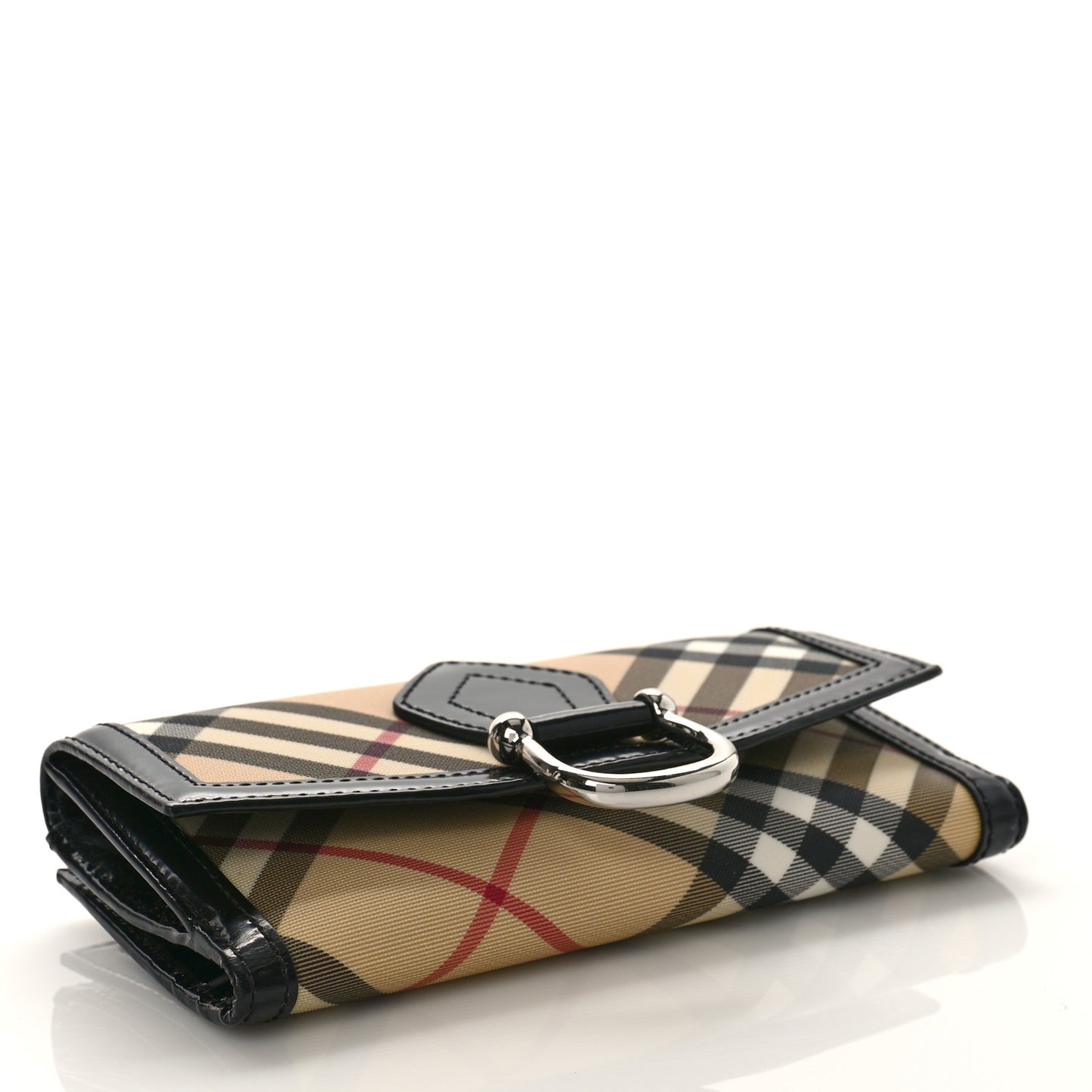 Patent Nova Check Tri-Fold Wallet Black