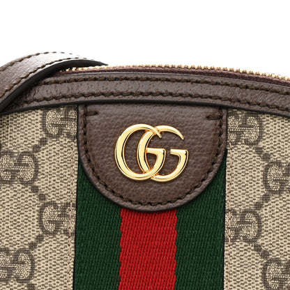 Gucci GG Supreme Monogram Textured Dollar Calfskin Web Small Ophidia Dome Shoulder Bag Beige Ebony New Acero 8 of 11