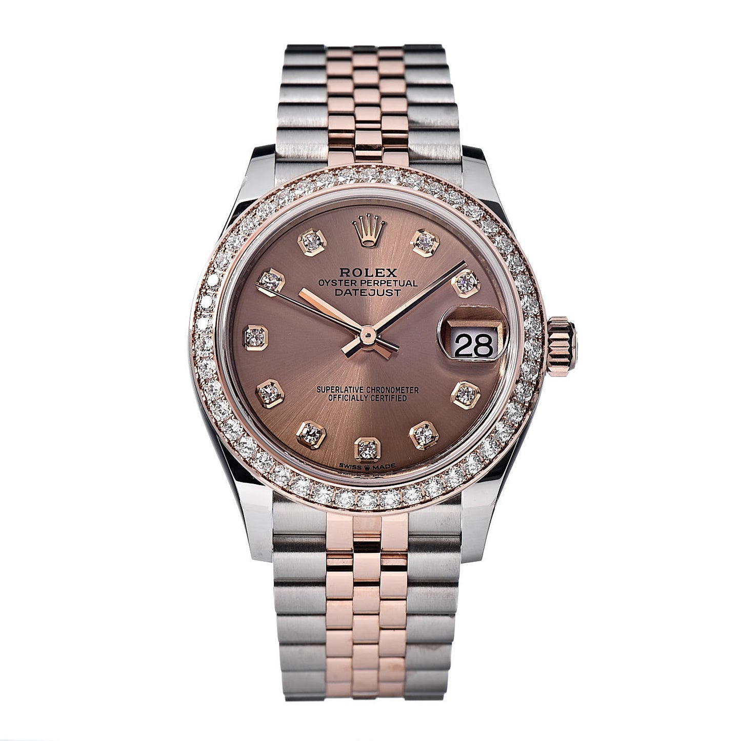 Stainless Steel 18K Everose Gold Diamond 31mm Oyster Perpetual Datejust Watch Pink 278381