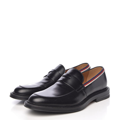 Gucci Calfskin Mens Web Sylvie Loafers 8 Black 3 of 11