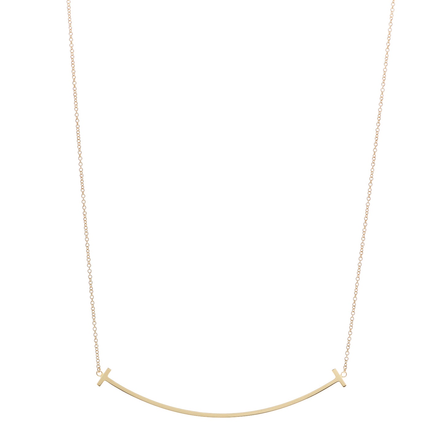 18K Yellow Gold Large T Smile Pendant Necklace