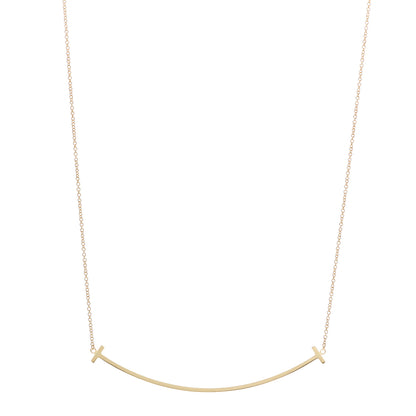 Tiffany 18K Yellow Gold Large T Smile Pendant Necklace 1 of 6