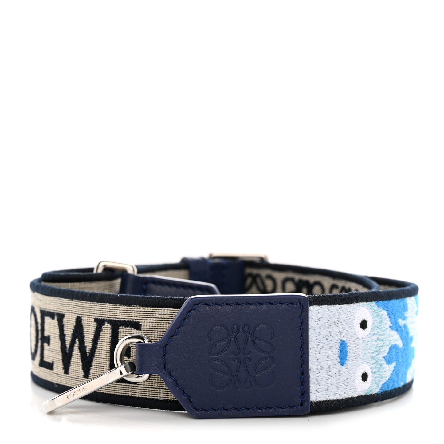 X HOWLS MOVING CASTLE Calfskin Calcifer Jacquard Anagram Strap Blue