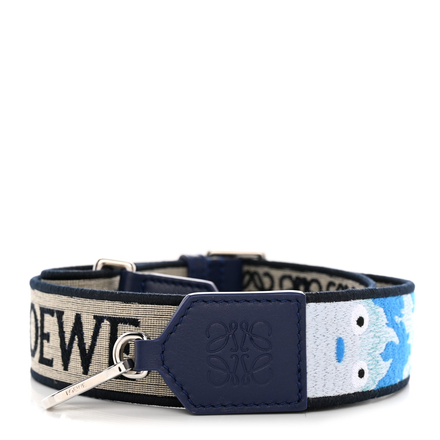 Loewe X HOWLS MOVING CASTLE Calfskin Calcifer Jacquard Anagram Strap Blue 1 of 5