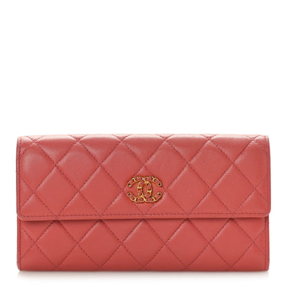 Chanel Lambskin Quilted Medium Chanel 19 Flap Wallet Pink 1 of 11