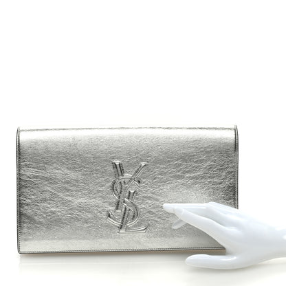 Saint Laurent Metallic Calfskin Monogram Large Belle De Jour Clutch Silver 2 of 6
