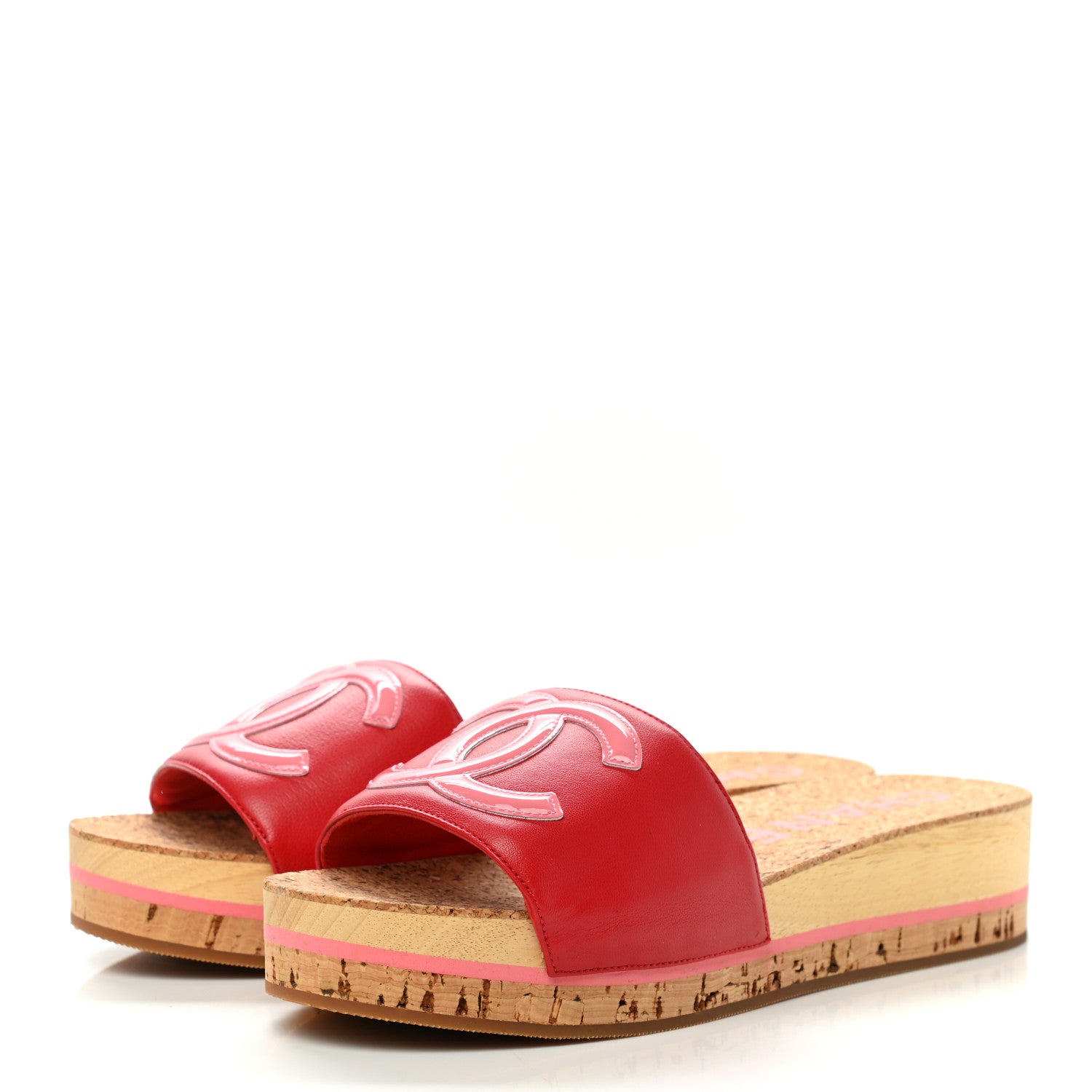 Chanel Patent Calfskin Cork CC Platform Slide Sandals 39 Pink 3 of 9