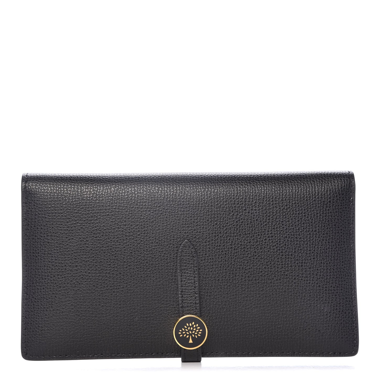 Cross Grain Calfskin Tree Long Wallet Black