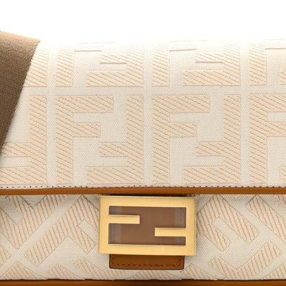 Fendi Canvas Vitello King Bi-Color Strap FF Embroidered Baguette Grezzo Brandy Cuoio 8 of 10