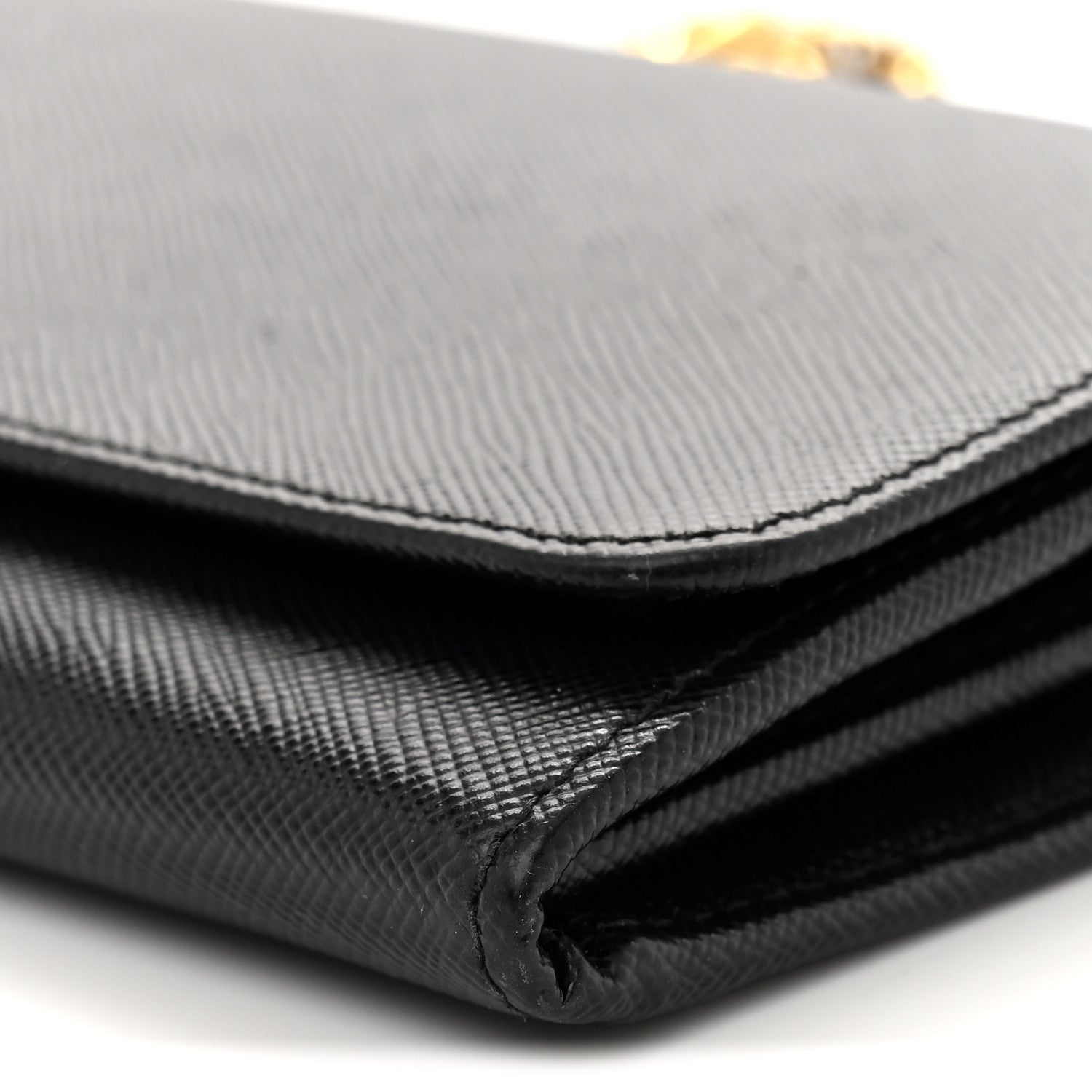 Prada Saffiano Metal Oro Chain Wallet Black 9 of 10