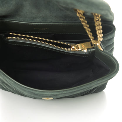 Saint Laurent Suede Calfskin Y Quilted Monogram Small Loulou Chain Satchel Green 5 of 11