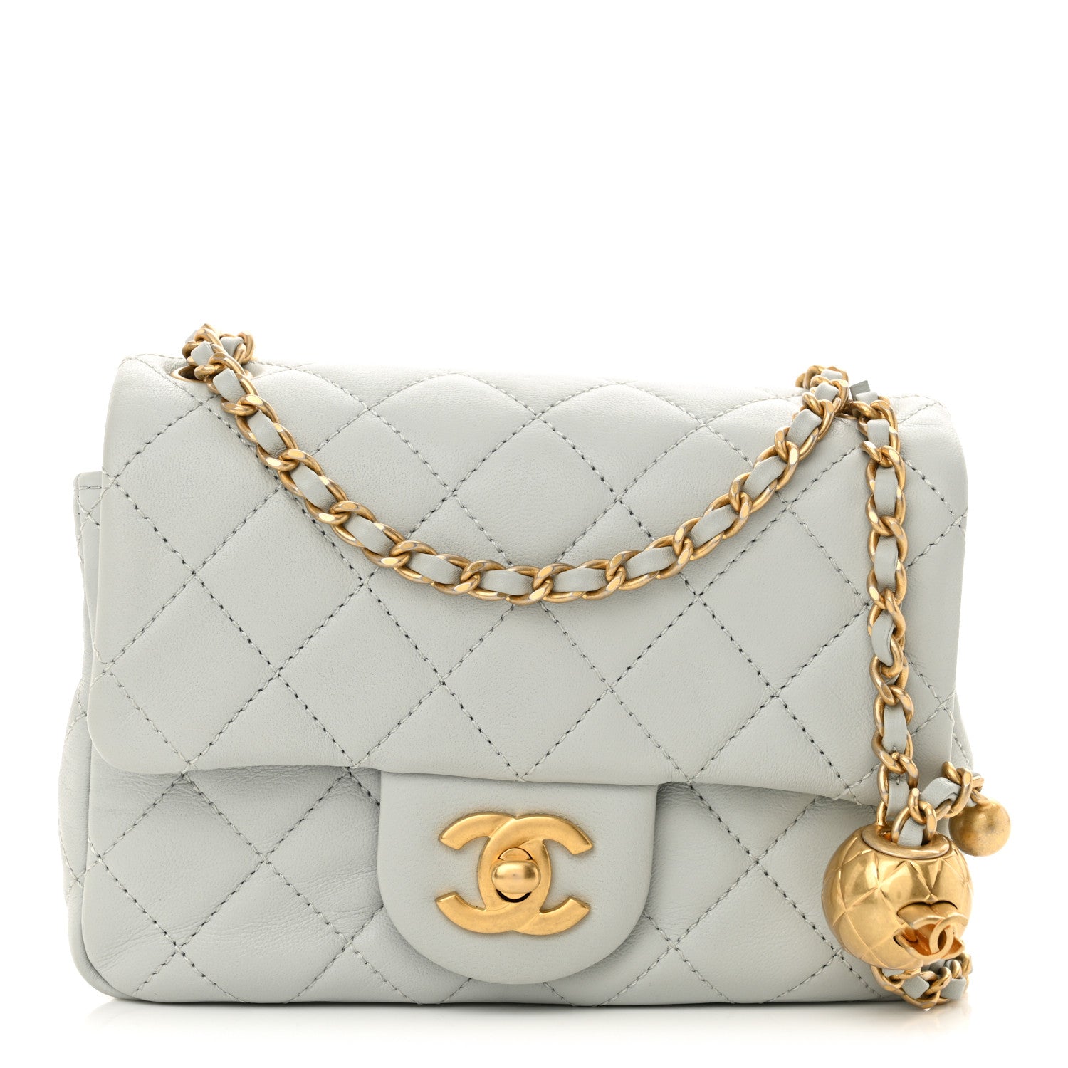 Chanel Lambskin Quilted Mini Pearl Crush Flap Light Grey 1 of 10