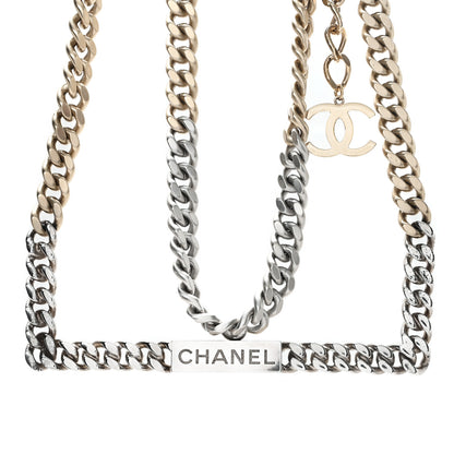 Chanel Oversized Chain Logo Short Necklace Gold Silver 1 of 4