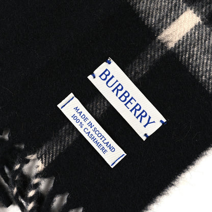 Burberry Cashmere Giant Check Fringe Scarf Black 3 of 4