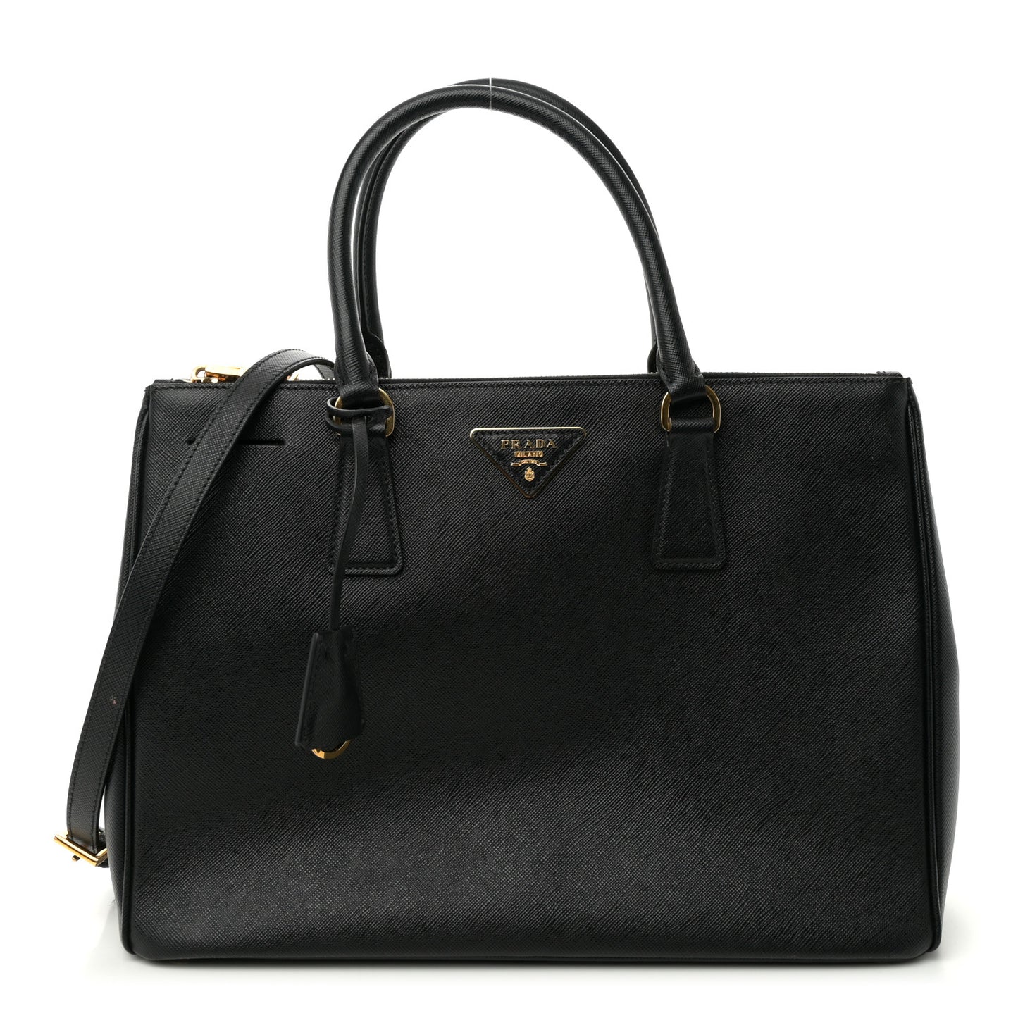 Saffiano Lux Large Galleria Double Zip Tote Black