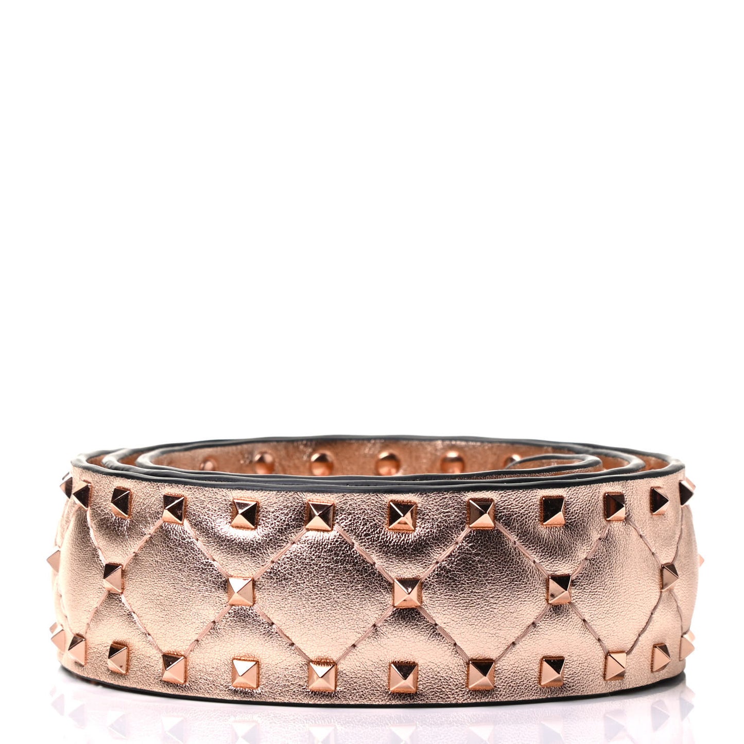 Metallic Lambskin Rockstud Spike Shoulder Strap Rame