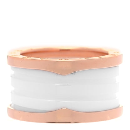 Bulgari 18K Rose Gold White Ceramic B.Zero1 Four-Band Ring 53 6.25 1 of 6