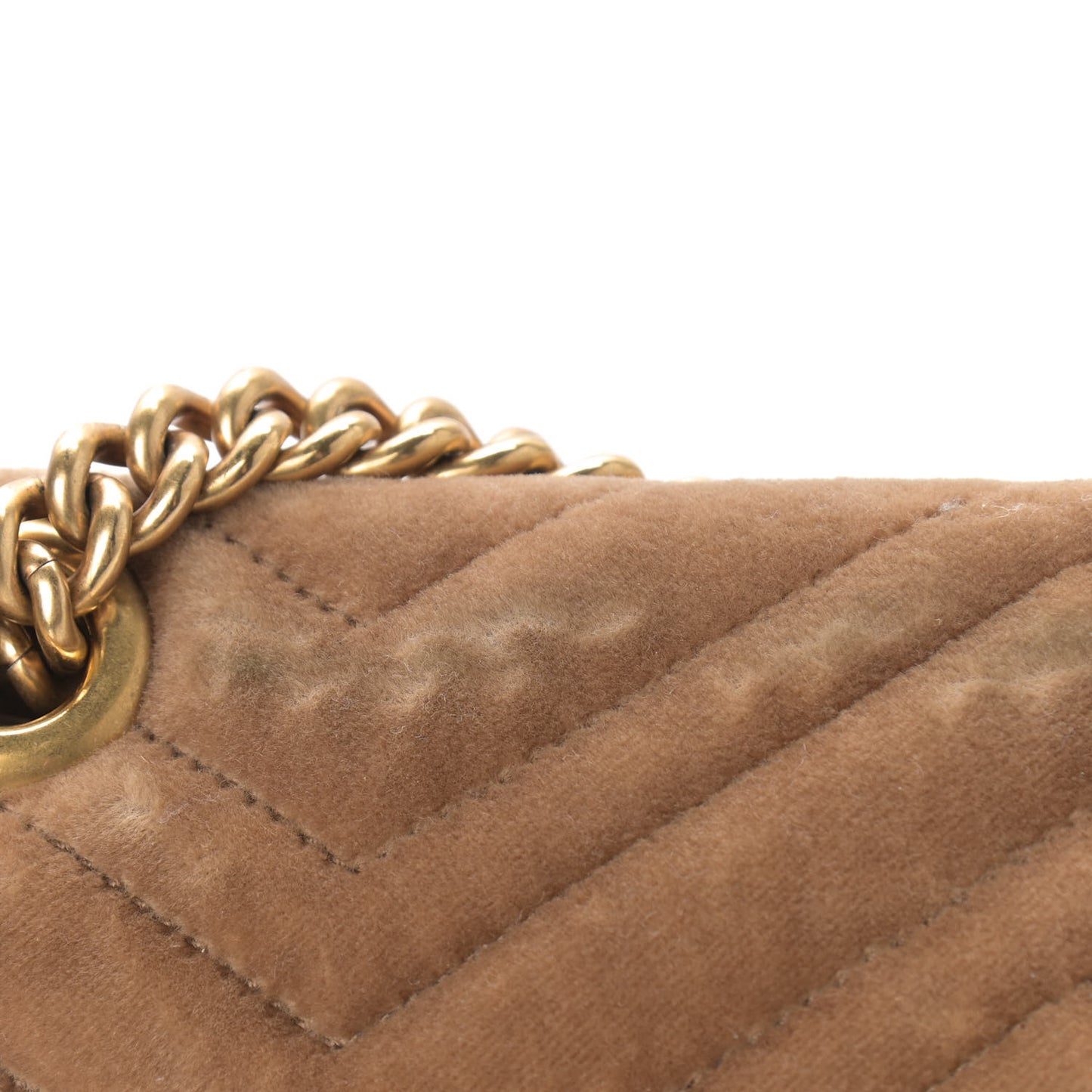 Velvet Matelasse Small GG Marmont Shoulder Bag Taupe