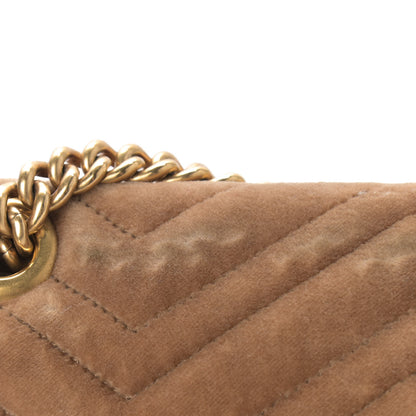 Gucci Velvet Matelasse Small GG Marmont Shoulder Bag Taupe 12 of 13