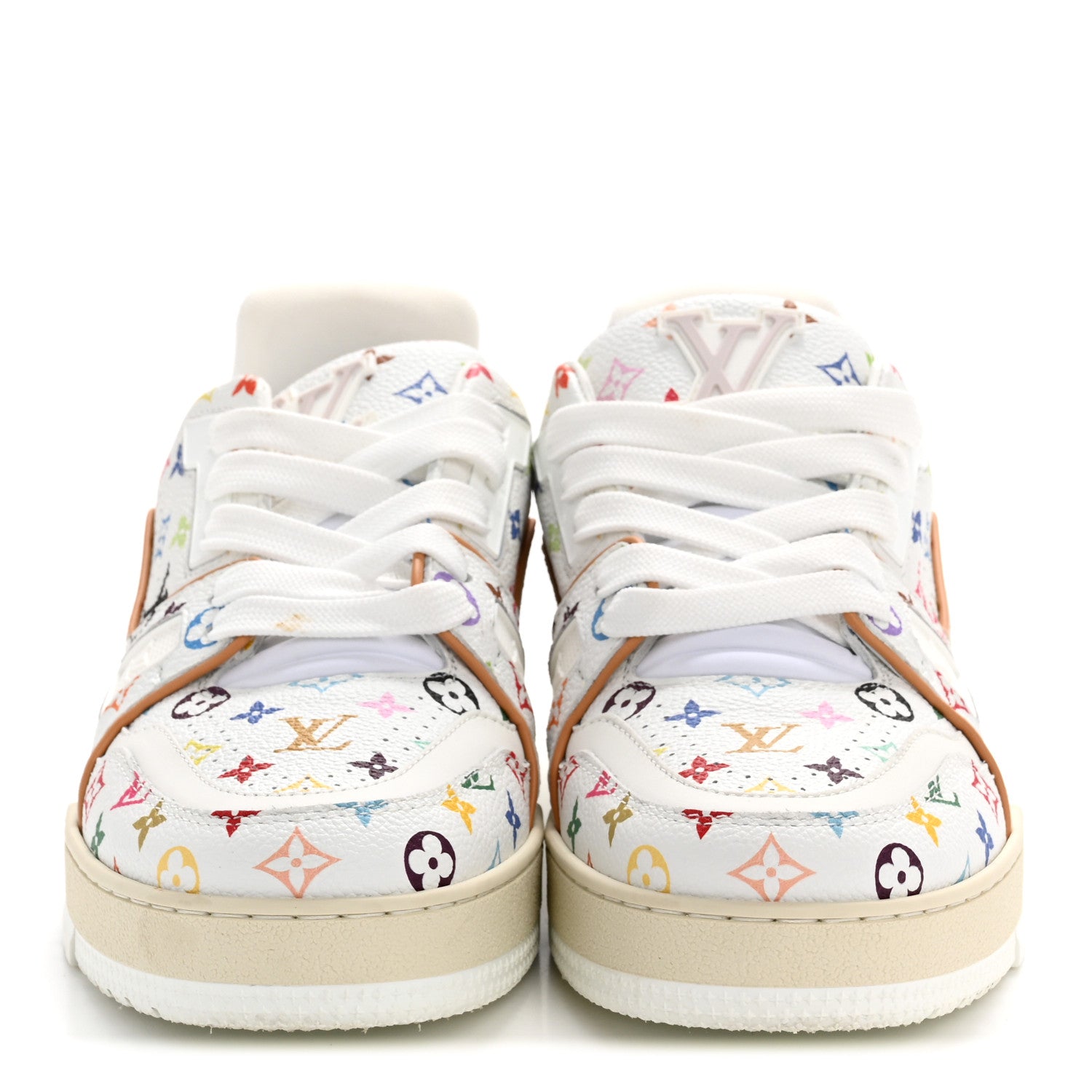 Louis Vuitton LV X TM Calfskin Monogram Multicolor Womens LV Trainer Sneakers 37.5 White 6 of 18