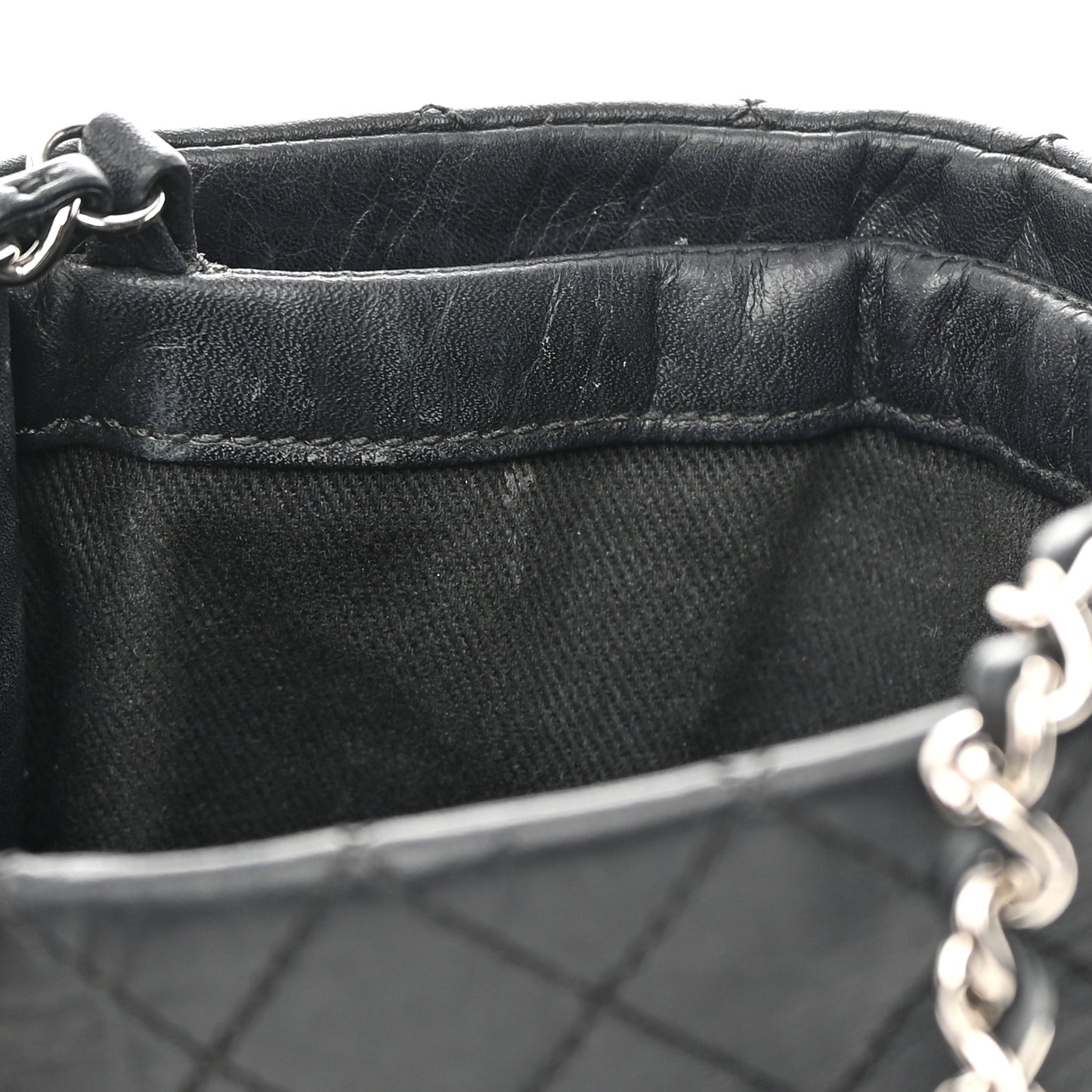 Aged Calfskin Quilted Crossbody Bag Black