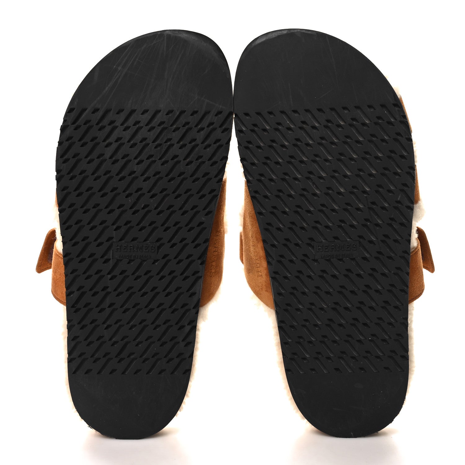 Hermes Suede Goatskin Woolskin Womens Chypre Sandals 38 Naturel Ecru 5 of 9